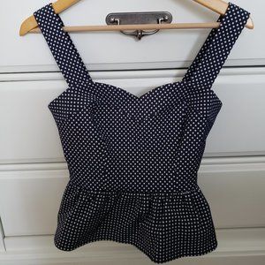 Guess Sleeveless Nadine Peplum Top Blue